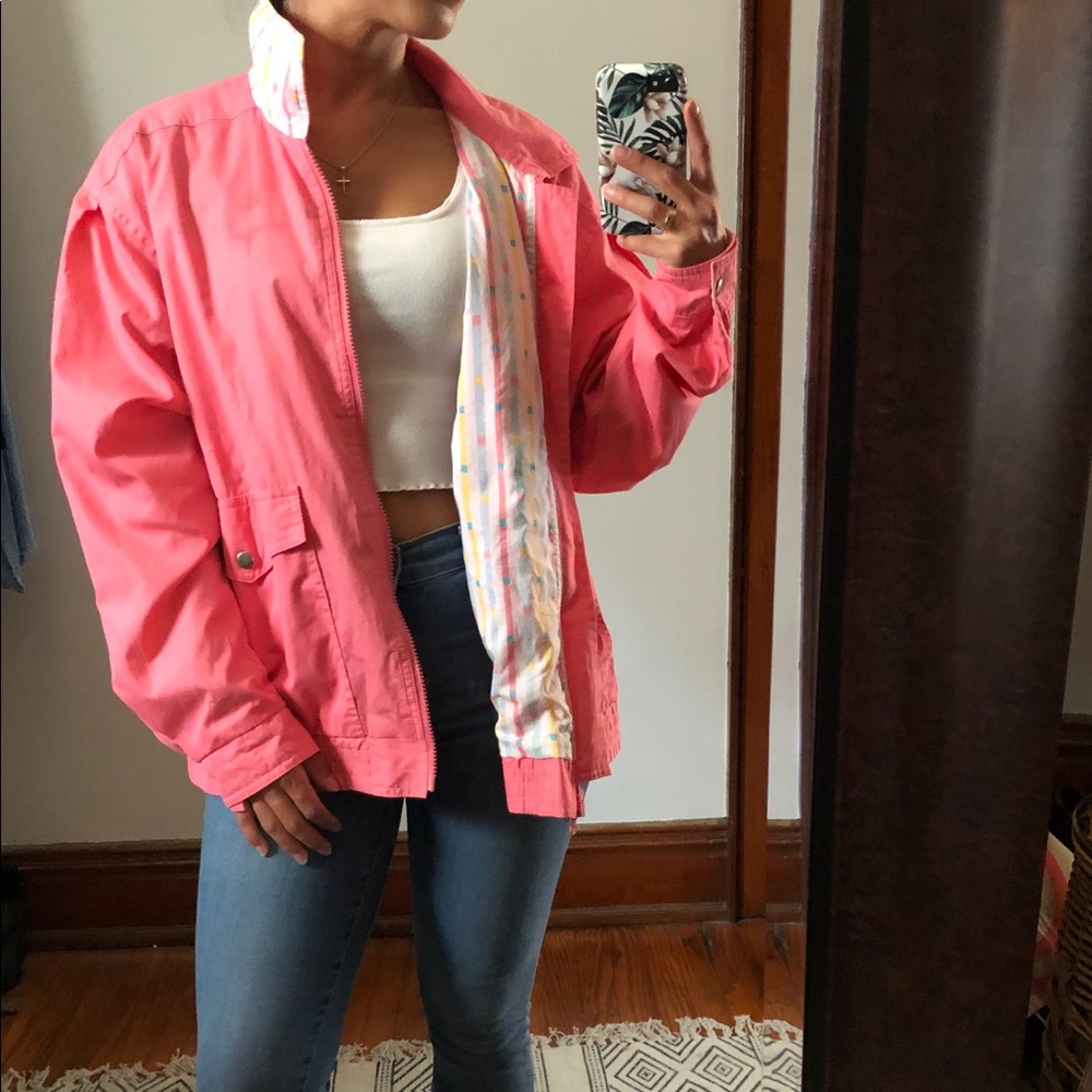 Vintage London Fog Pink Jacket w colorful lining